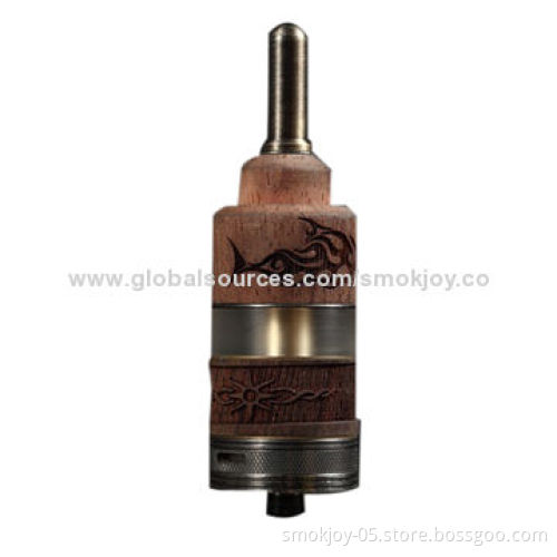 Vape E Cigarette Brass and Wooden RBA Atomizer, LA3 with 2.5mL Volume